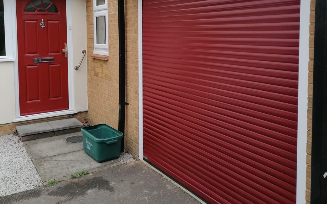 The red and white combination garage door