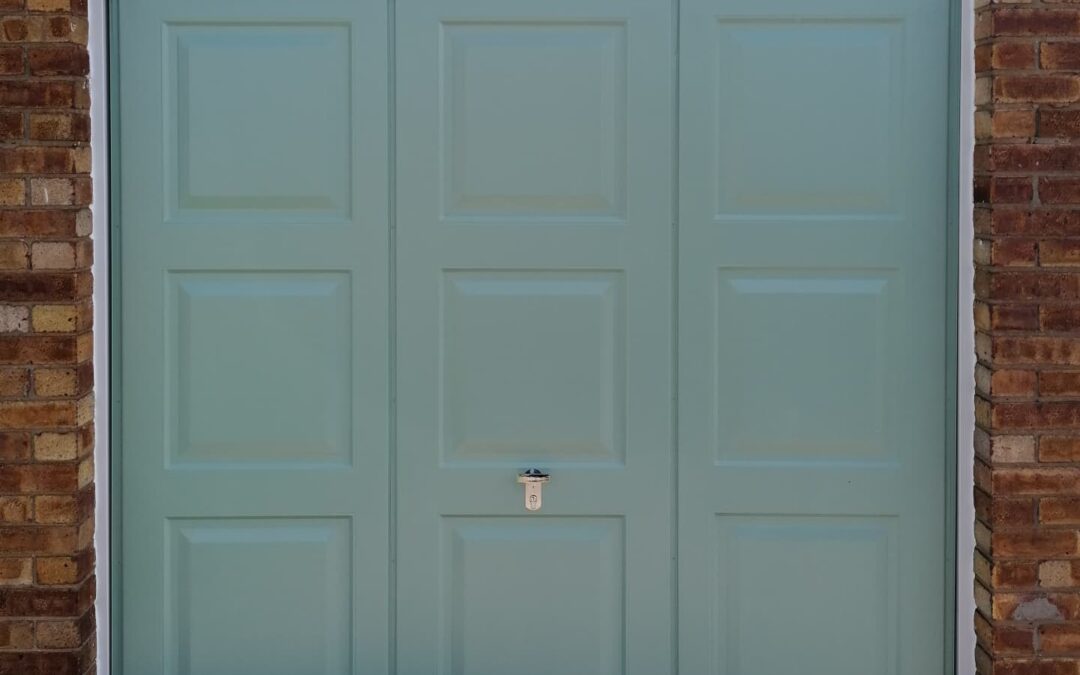 A Georgian retractable steel framed garage door